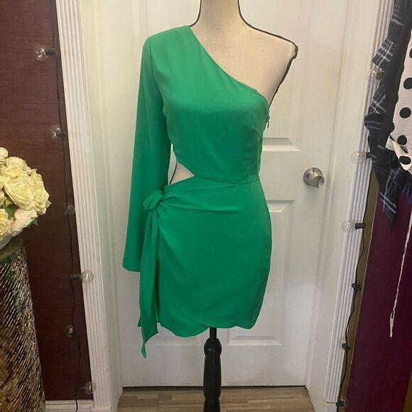 RNWY emerald colour one shoulder dress, M (US6) - Picture 8 of 14